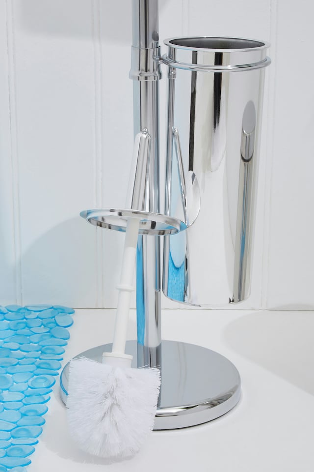 image 1 of Interiors By Premier Chrome Toilet Brush & Roll Holder,Freestanding Toilet Roll Holder With Brush,Toilet Brush & Roll Stand