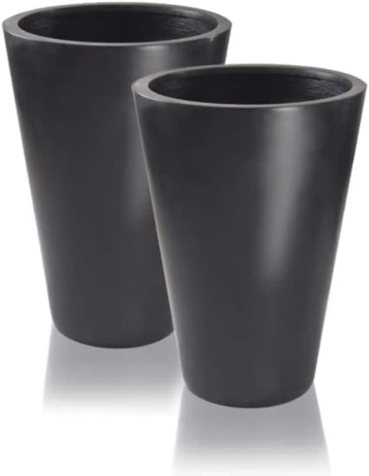 image 1 of Primrose Polystone Calgary Black Tall Indoor Outdoor Garden Planter 89cm