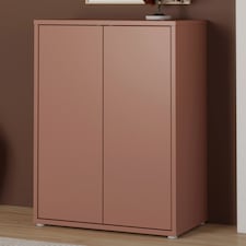 Alice Springs Tall 2 Door Cupboard with Push-to-Open Doors in Terracotta