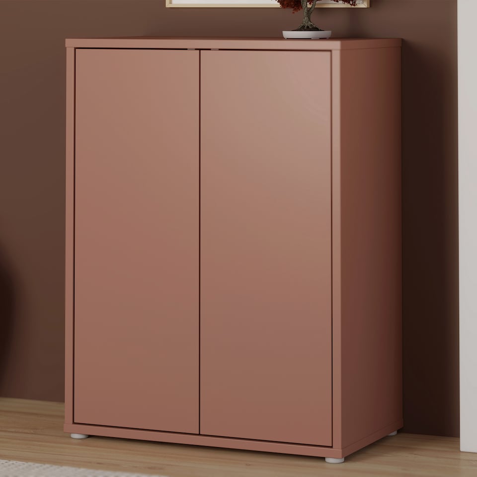 image 1 of Alice Springs Tall 2 Door Cupboard with Push-to-Open Doors in Terracotta