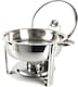 image 2 of Stainless Steel Round Chafing Dish Buffet Dish Party Food Warmer with Glass Lid, 4.5 LTR, 30cm, Silver