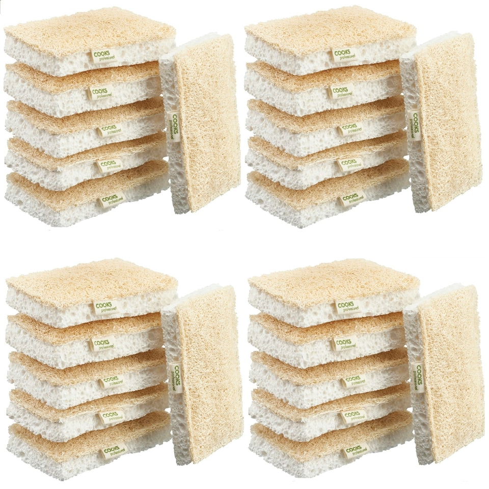 image 1 of Cooks Professional Sponge Scourers | 100% Compostable and Biodegradable | 24 Pack Cream