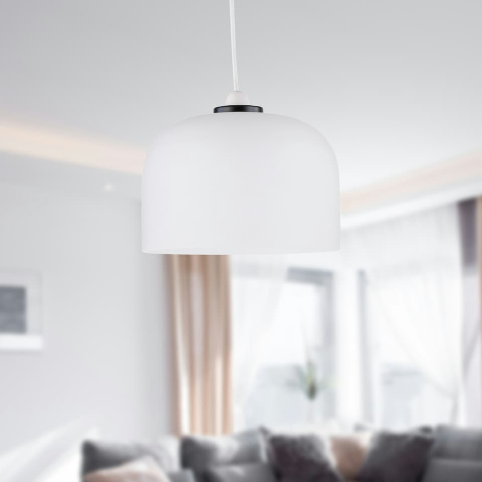 image 1 of Victoria - Black with Frosted Glass Easy Fit Pendant Shade Black | White