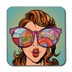 image 3 of Woman with sunglasses. Fast food and sweets in the reflection (Coaster)