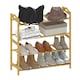 image 1 of HOMCOM 4-Tier Shoe Rack, Bamboo Shoe Shelf Stand, Natural Wood Finish Brown
