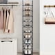 image 3 of 10-Tier Shoe Tower, Compact Storage Rack with Fabric Shelves and Metal Frame, Black