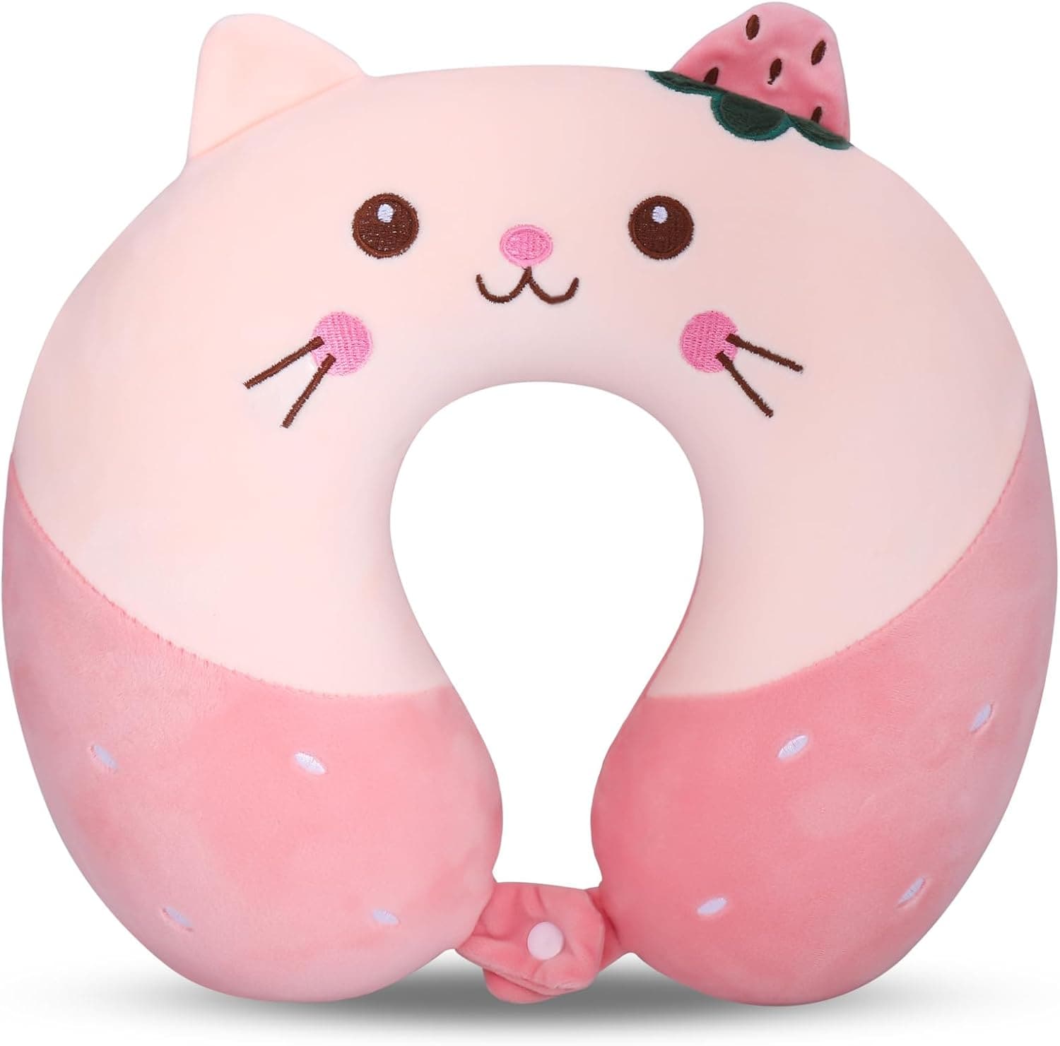 Travel Pillow, Cute Pink Memory Foam Neck Pillow for Kids & Adults, Soft U-Shape Travel Pillow for Airplane, Car, Train & Camping, Lightweight & Porta