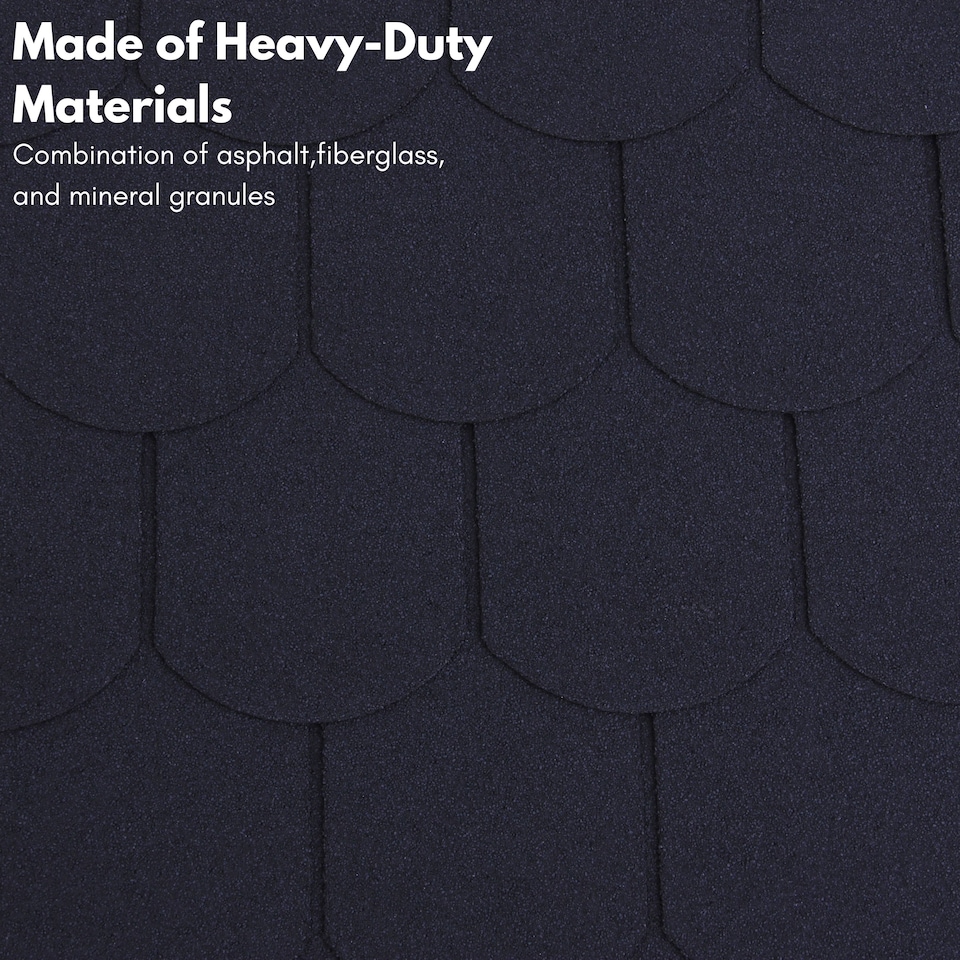 image 1 of Premium Asphalt Roof Shingles - Fish Scales Design 80 x 31.5 cm Weather Resistant Roofing Felt (25 Pcs)