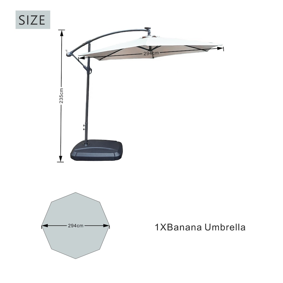 image 1 of Direct Wicker Cantilever Garden Parasol Outdoor Umbrella Sunshade with Crank Handle, Light Beige | Cream