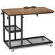image 5 of COSTWAY Industrial Sofa Side Table Height Adjustable Rolling Coffee | Brown