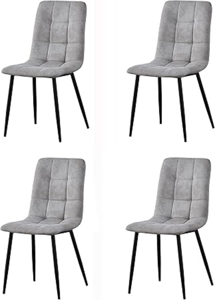image 1 of MCC Direct Henri Faux Suede Leather Dining Chairs Set of 4 Light Grey