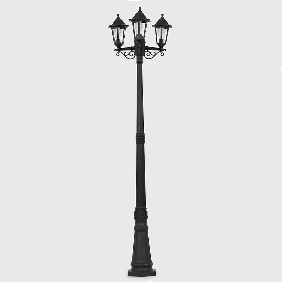 image 1 of ValueLights Mayfair Lamp post Matte Black Lamp Post and E27 GLS LED 15W Cool White 6500K Bulb | Black