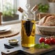 image 4 of 2 In 1 Glass Olive Oil And Vinegar Cruet Dispenser Bottle Dual Chamber