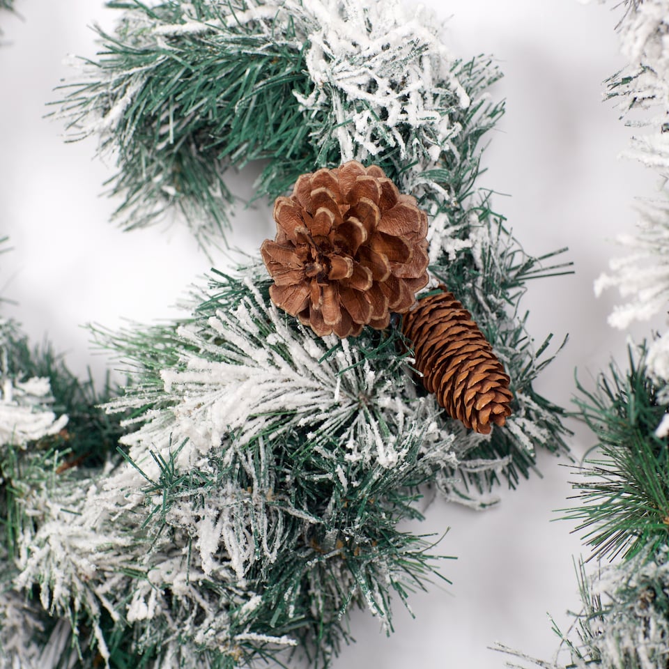 image 1 of Best Artificial 12ft Frosted Gold Decorated Christmas Garland Bannister Staircase Fireplace