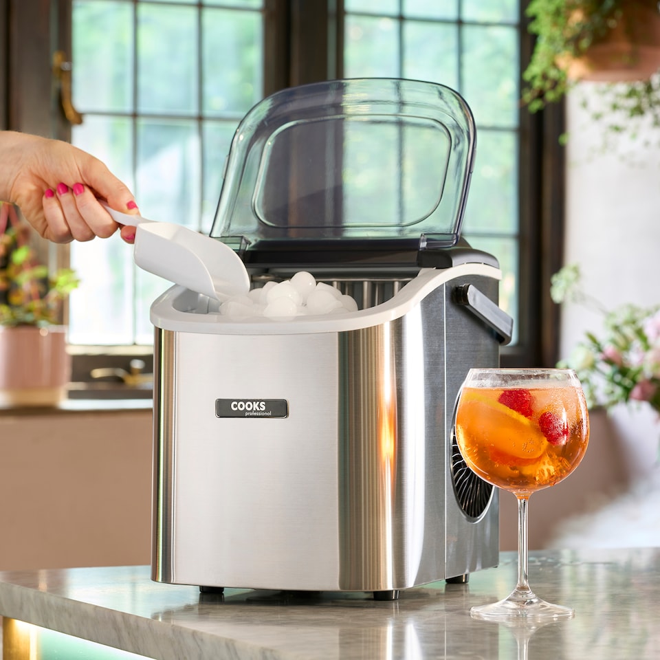 image 1 of Cooks Professional Ice Maker Machine with Scoop & 1.3L Tank - Makes 12KG Per Day | Copper