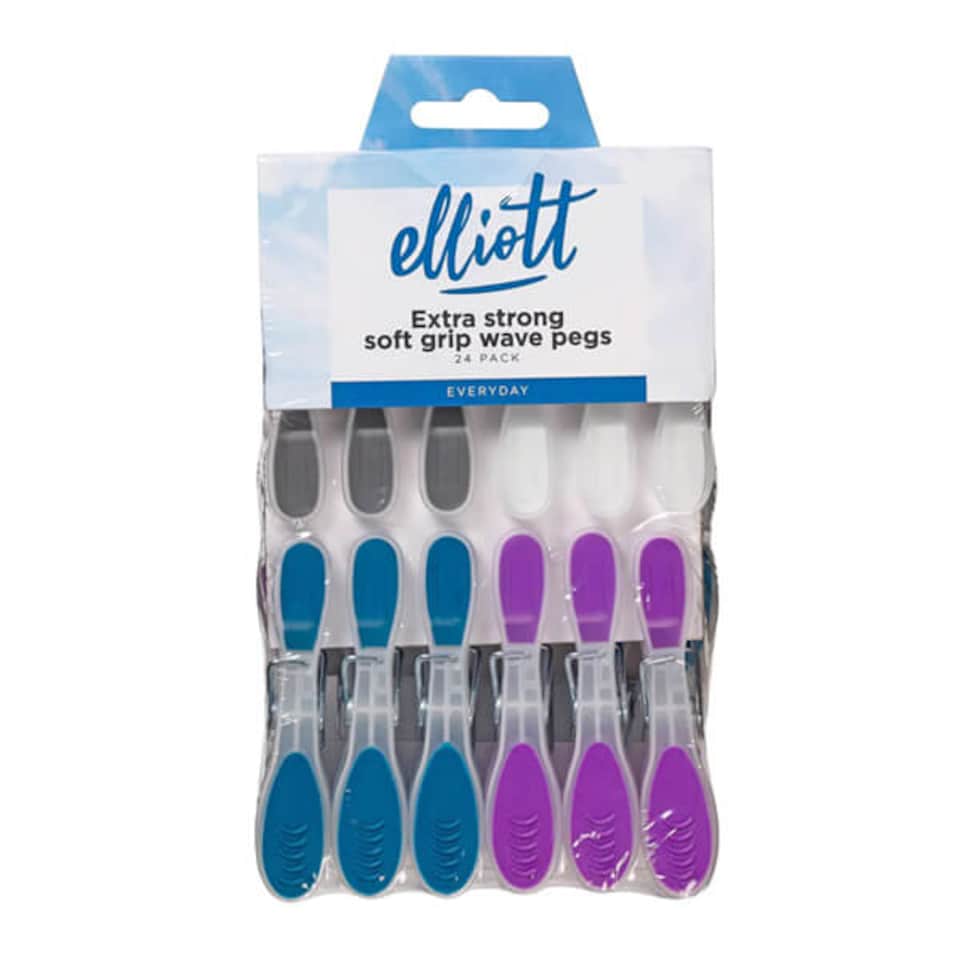 image 1 of Elliotts Extra Strong Soft Grip Wave Pegs 24 Pack