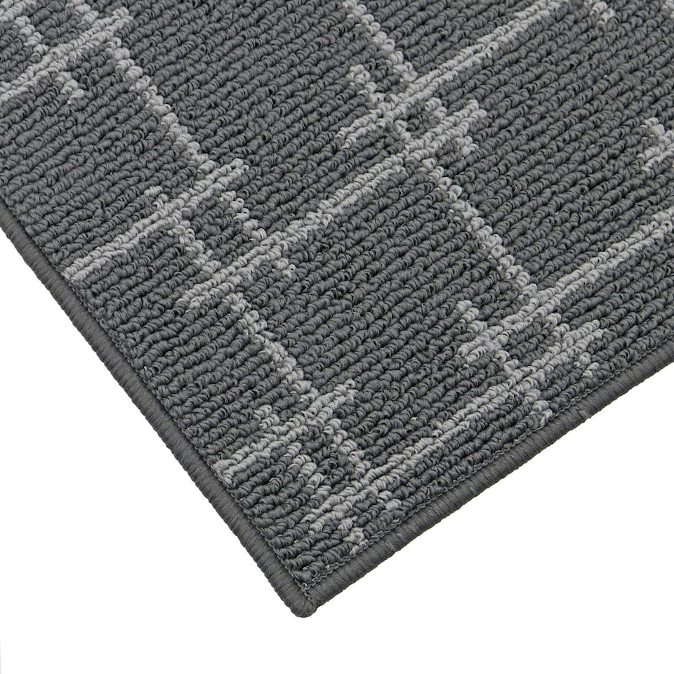 image 1 of JVL Vector Machine Washable Latex Backed Runner Doormat, 57x150cm, Grey