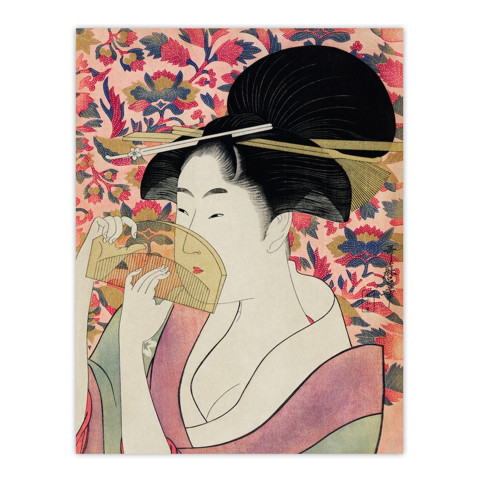 image 1 of Utamaro Kitagawa Framed Wall Art Print Woman With A Comb Portrait Home Décor