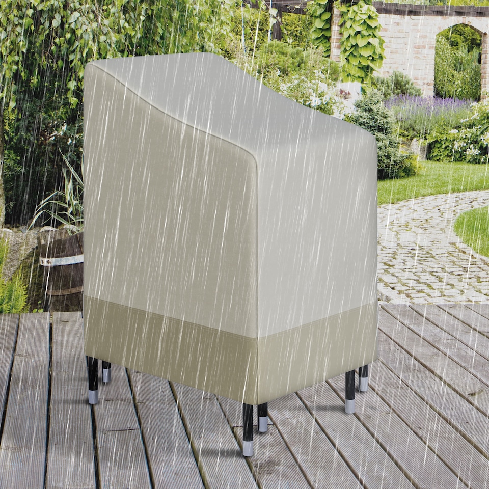 image 1 of Outsunny Outdoor Furniture Cover Chairs Stacked Protection Deep Wind Rain Dust | White | Beige & Coffee | 70L x 90W x 115Hcm
