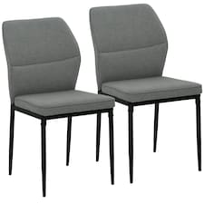 HOMCOM Velvet Dining Chairs Set of 2, Modern Armless Upholstered Kitchen Chairs with Metal Legs, Curved Back and Padded Seat, for Dining Room, Bedroom, Living Room, Grey | Grey