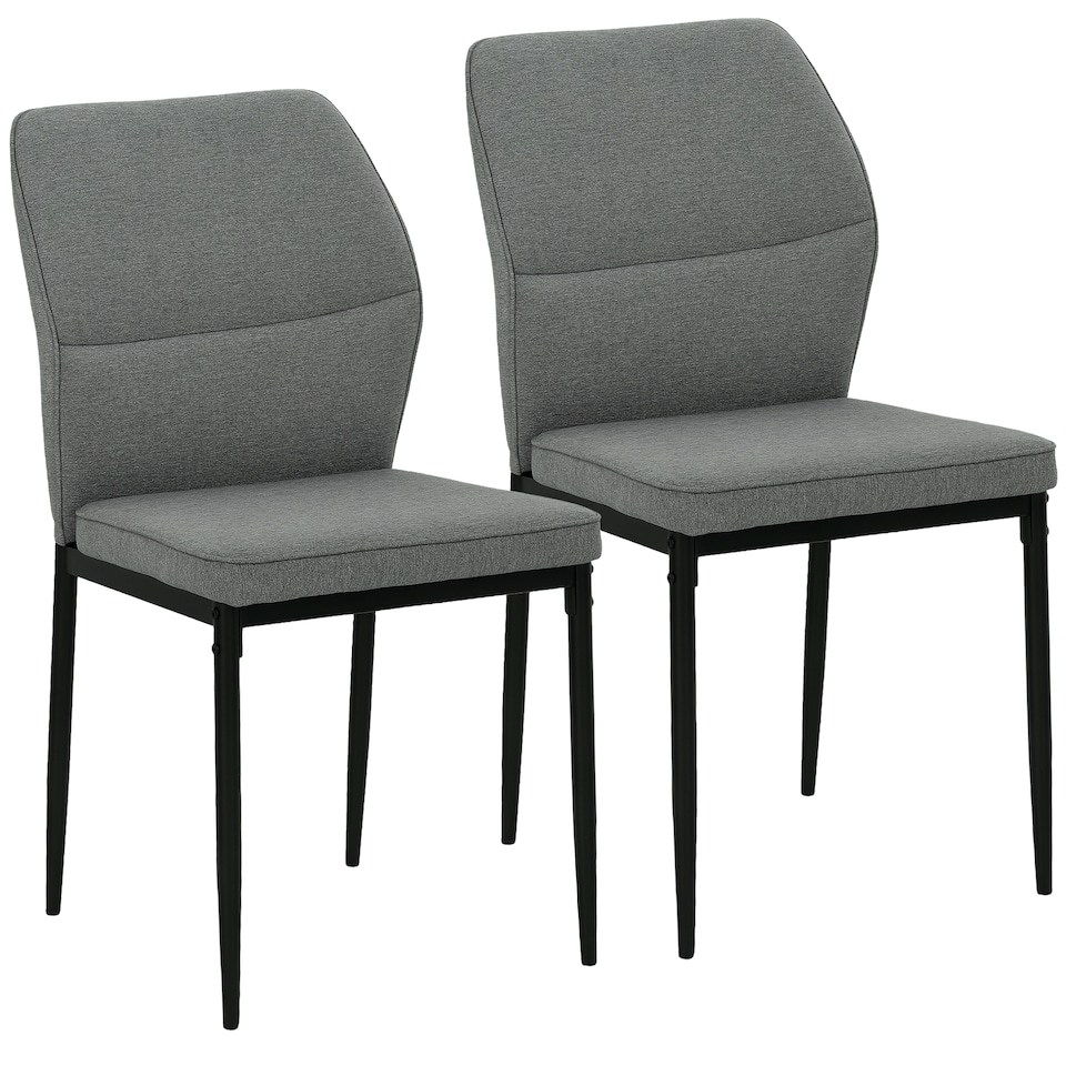 image 1 of HOMCOM Velvet Dining Chairs Set of 2, Modern Armless Upholstered Kitchen Chairs with Metal Legs, Curved Back and Padded Seat, for Dining Room, Bedroom, Living Room, Grey | Grey