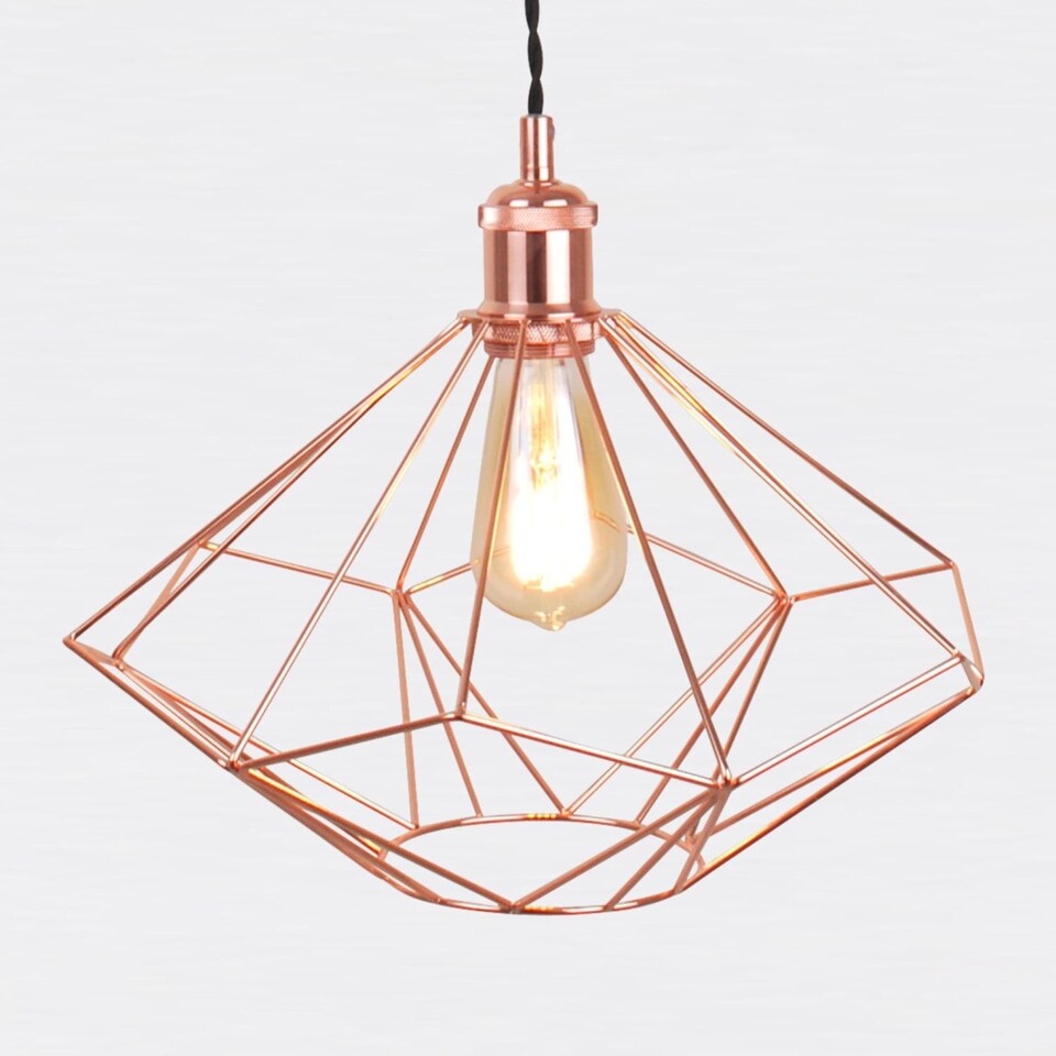 image 1 of Set of 2 Copper Geometric Pendant Light Fittings | Black | Copper | 2