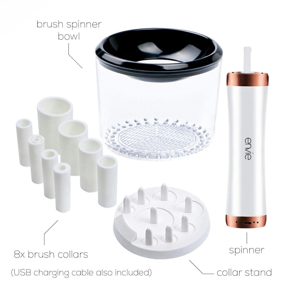image 1 of Envie Makeup Brush Cleaner & Dryer with UV Disinfection Light, White N/A