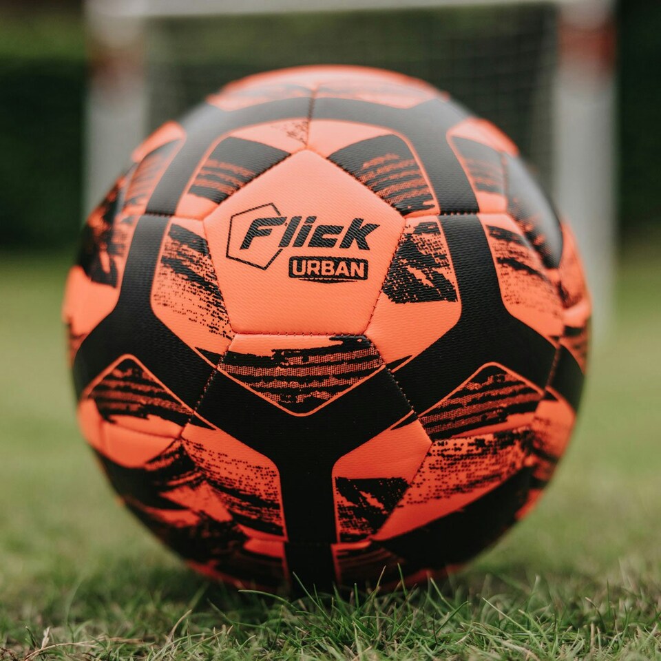 image 1 of Football Flick Size 4 Football – Training and Match Ball – Highly Durable with Shape Retention - Unique Orange and Black Design