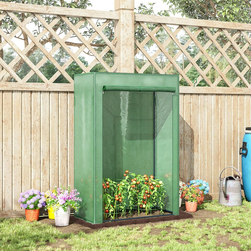 image 1 of Outsunny 100 x 50 x 150cm Greenhouse w/ Zipper Roll-up Door Outdoor