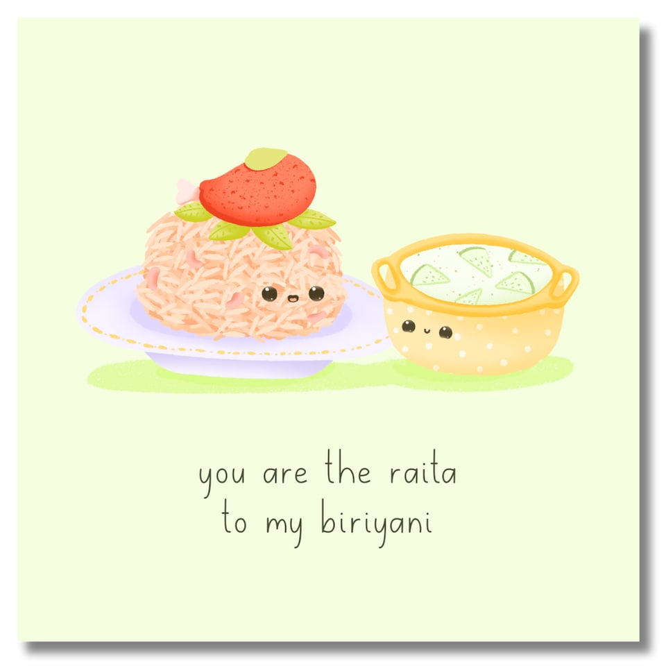Food Couples Greeting Card - Biryani & Raita