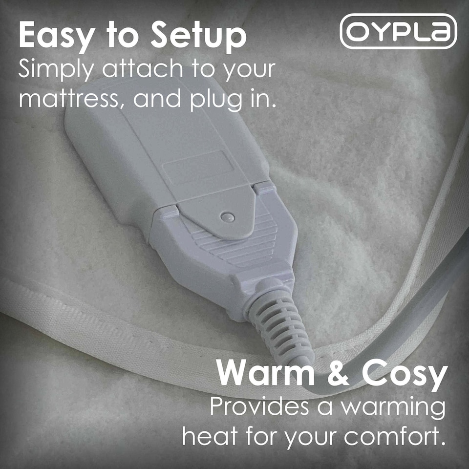 image 1 of Machine Washable Single Electric Blanket Heated Underblanket 3 Heat Settings | White