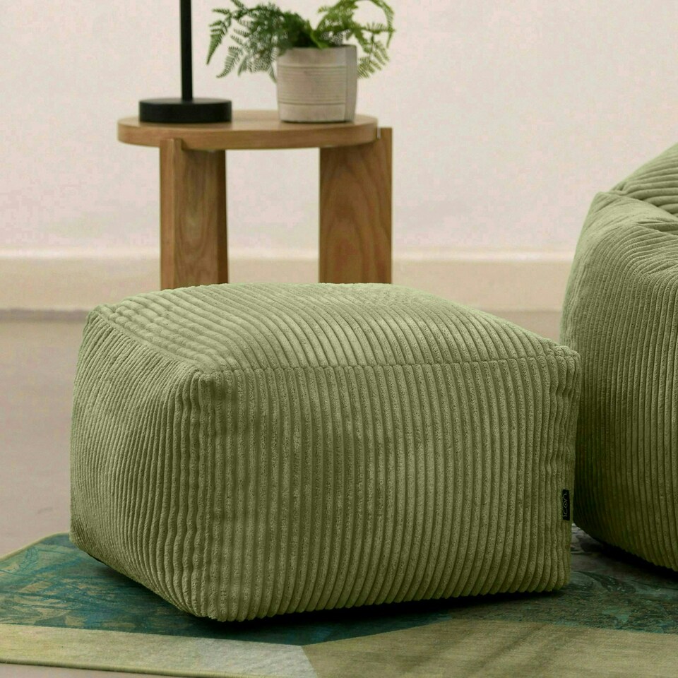 image 1 of icon Theo Beanbag Footstool Corduroy Sage Green Green