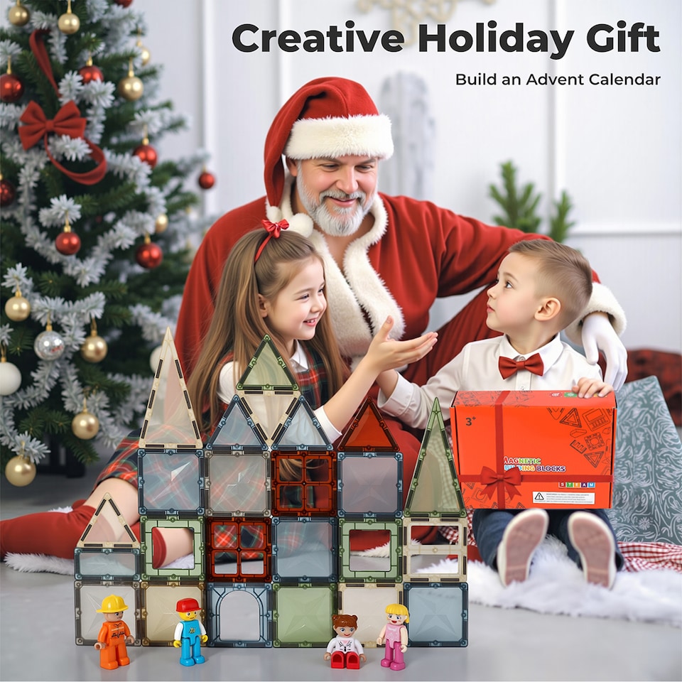 image 1 of Dekko 100pc Magnetic Tiles Building Blocks Safe Educational Toy for Kids | Multi | Nature
