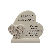 Double Hearts Floral Plaque 18x17cm - Mum & Dad  DF19150-F