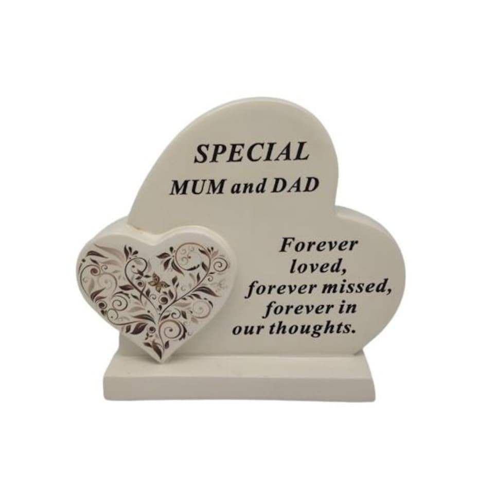 Double Hearts Floral Plaque 18x17cm - Mum & Dad DF19150-F