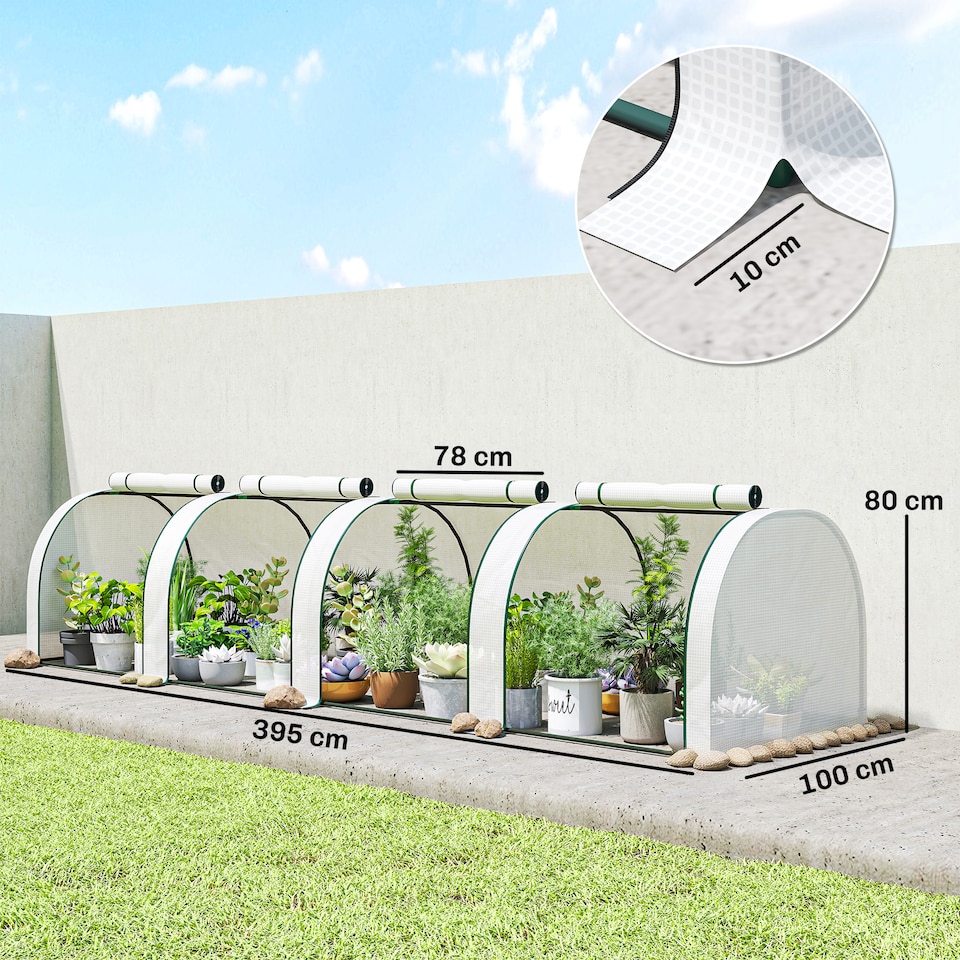 image 1 of Outsunny Tunnel Greenhouse Steel Frame for Garden w/ Zipper Doors