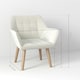 image 3 of HOMCOM Velvet-Feel Accent Chair with Arms Slanted Back Wood Legs Cream