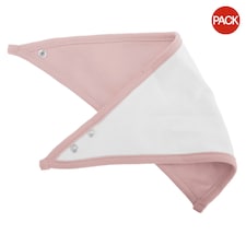 Babybugz Baby Plain Bandana Bib (Pack of 2) - White/Powder Pink - One Size