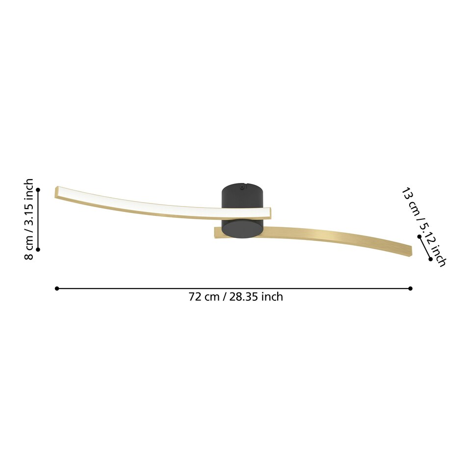 image 1 of EGLO Aieta Black & Brushed Brass Minimalist Ceiling Light