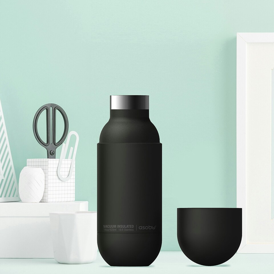 image 1 of Asobu Orb Stainless Steel Insulated Water Bottle Black 400ml