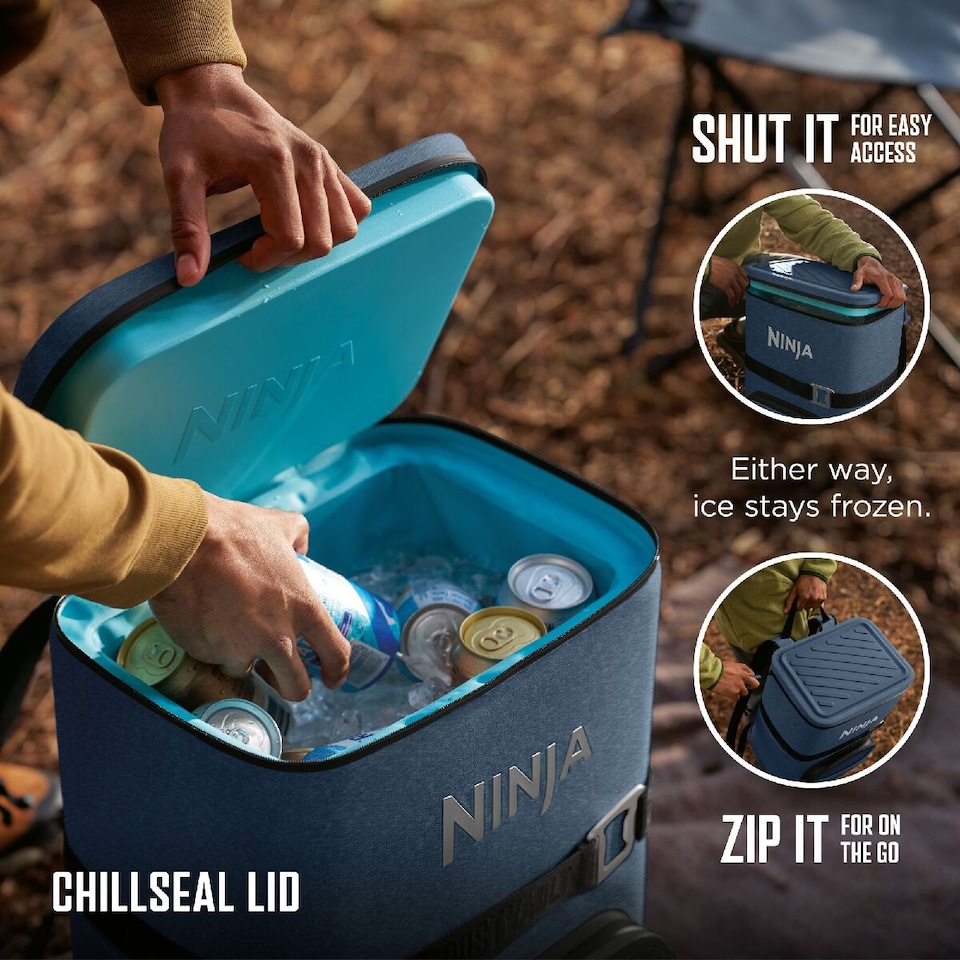 image 1 of Ninja Outdoor FrostVault Go 17L 24-Can Backpack Soft Cooler FF124EUUKNV Navy