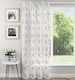 image 5 of Oasis Grey Embroidered Leaf Design Voile Panels - Pair 140 x 122cm (55x48")