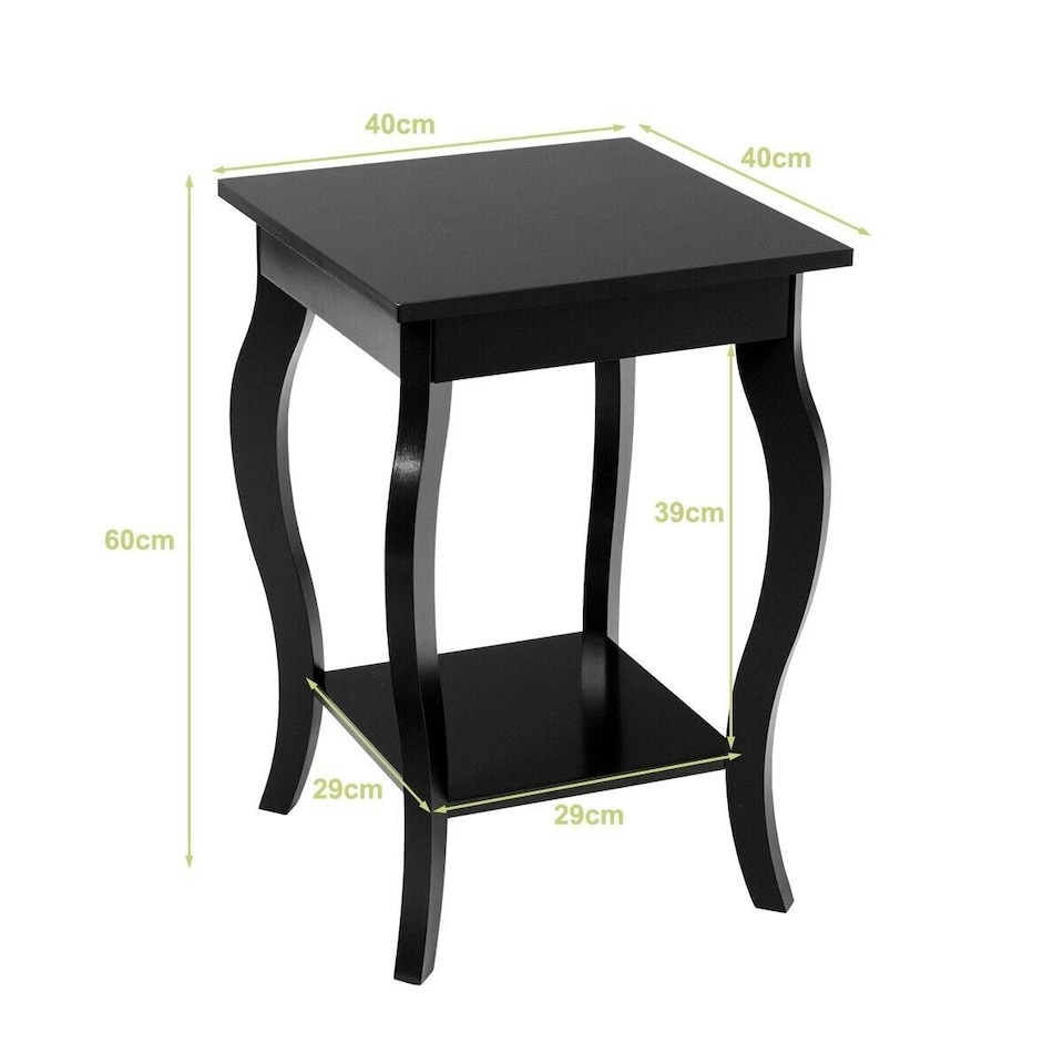 image 1 of COSTWAY Set of 2 End Table Living Room Sofa Side Table Black Black