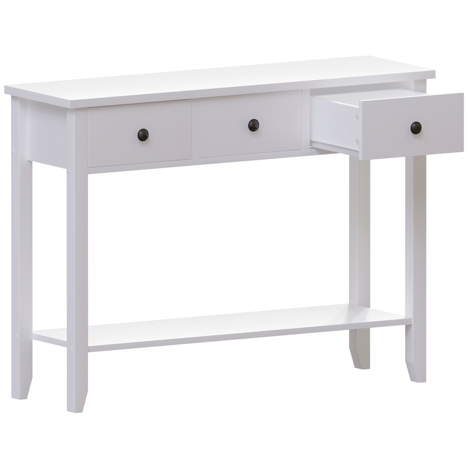 image 1 of Vida Designs Windsor 3 Drawer Console Table With Shelf, White