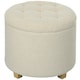 image 6 of HOMCOM 45cm Round Ottoman with Storage, Lid, Cashmere Footstool, Cream White Cream