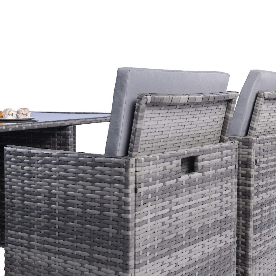 image 1 of Milano 9 Piece Rattan Cube Dining Set - Grey
