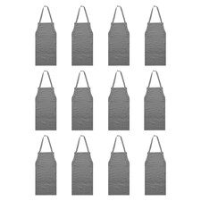Nicola Spring Cotton Kitchen Bib Aprons - One Size - Grey - Pack of 12