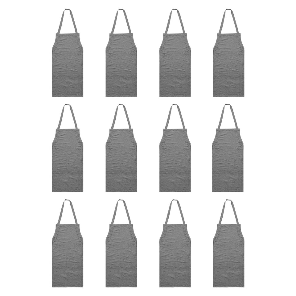 image 1 of Nicola Spring Cotton Kitchen Bib Aprons - One Size - Grey - Pack of 12