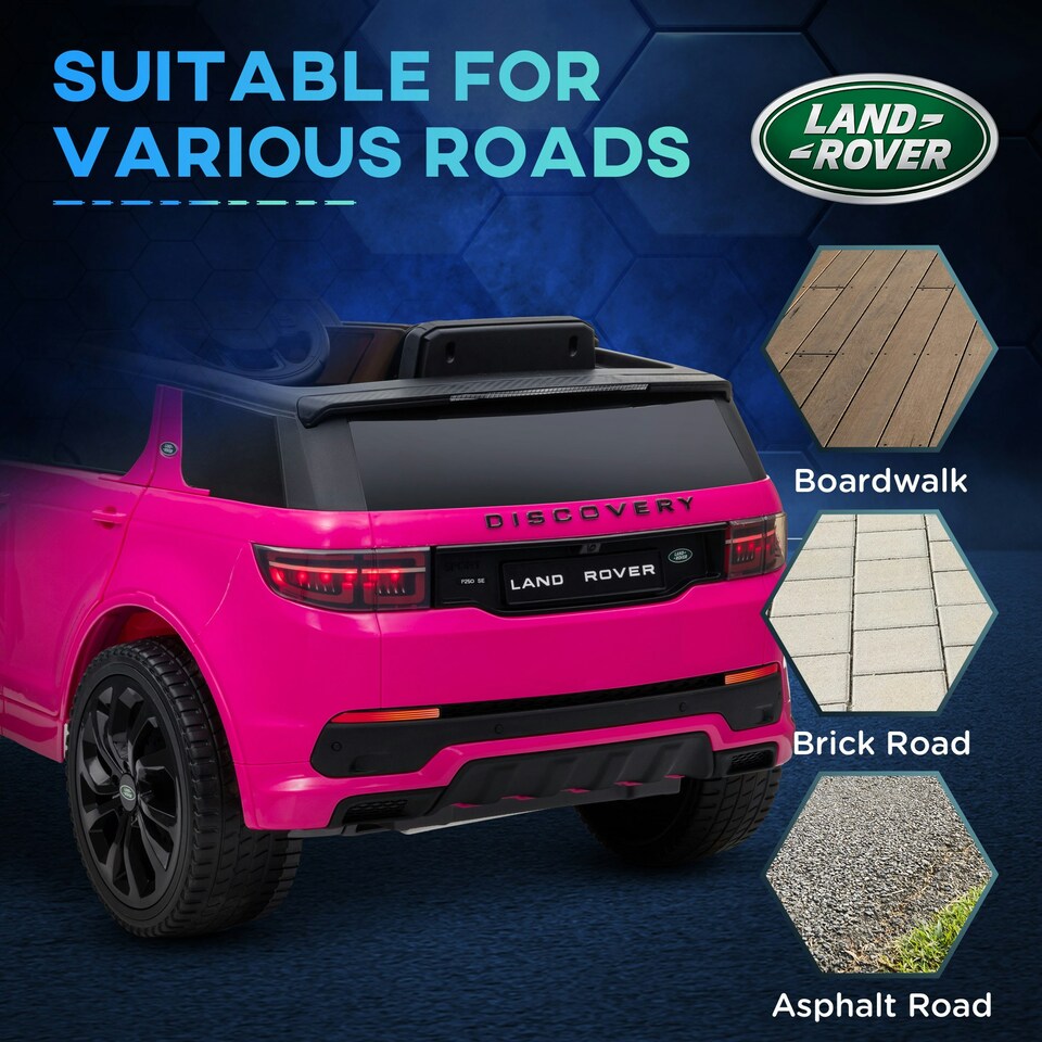 image 1 of AIYAPLAY Licensed Land Rover, Kids Electric Car w/ Remote, Music, Pink