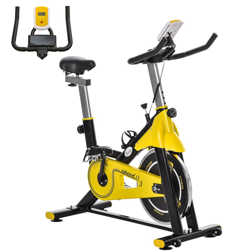 image 1 of HOMCOM Exercise Bike with 6kg Flywheel Belt Drive, Adjustable Resistance